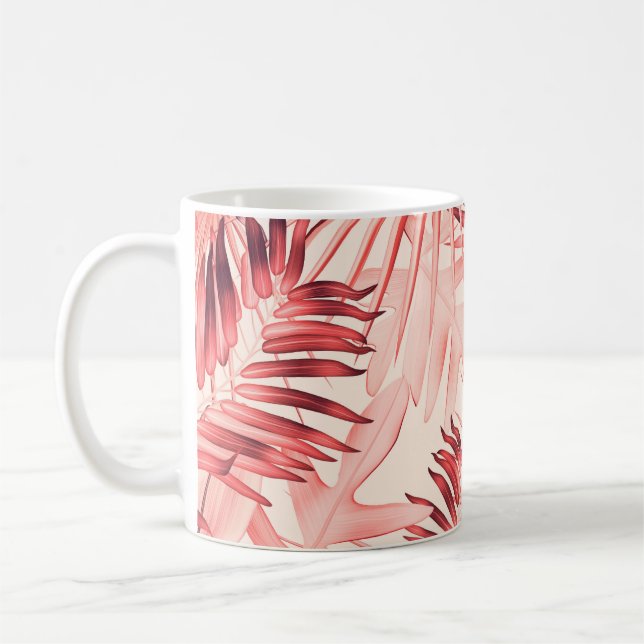 Tropical Palm Leaves, Hawaiian Stylish Pattern. Coffee Mug (Left)