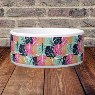 Tropical Palm Leaves in Pink & Blue   Ceramic Pet 