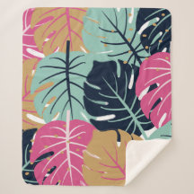Tropical Palm Leaves in Pink & Blue | Cozy