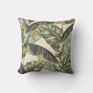 Tropical palm leaves,  jungle leaf seamless vintag throw pillow