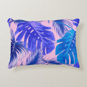 Tropical palm leaves, jungle leaves seamless flora accent pillow