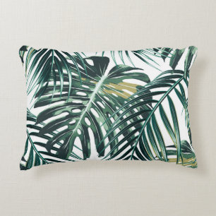 Tropical palm leaves, jungle leaves seamless flora accent pillow