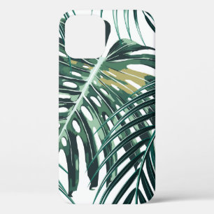 Tropical palm leaves, jungle leaves seamless flora iPhone 12 case
