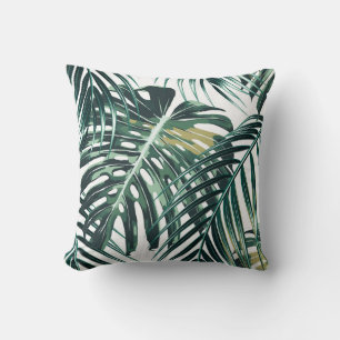 Tropical palm leaves, jungle leaves seamless flora throw pillow
