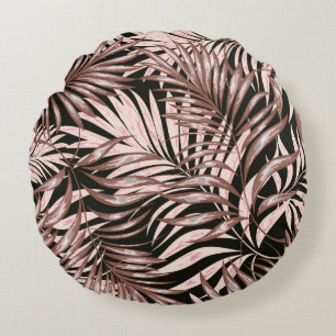Tropical palm leaves, jungle. Vintage floral patte Round Pillow