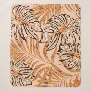 Tropical palm leaves, jungle. Vintage floral patte Sherpa Blanket