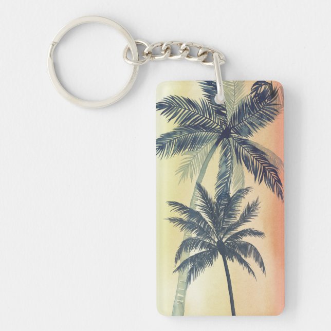 Tropical Palm Leaves Keychain (Front)