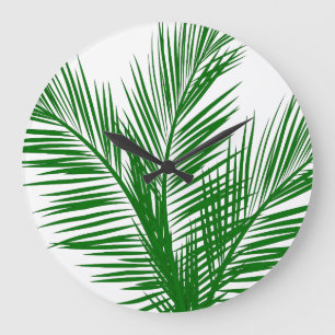Tropical Palm Leaves Large Clock