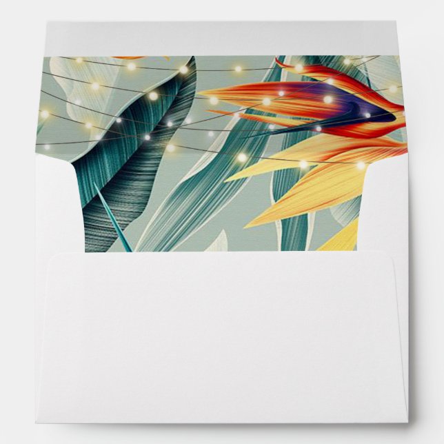 tropical palm leaves lined invitation envelopes (Back (Bottom))