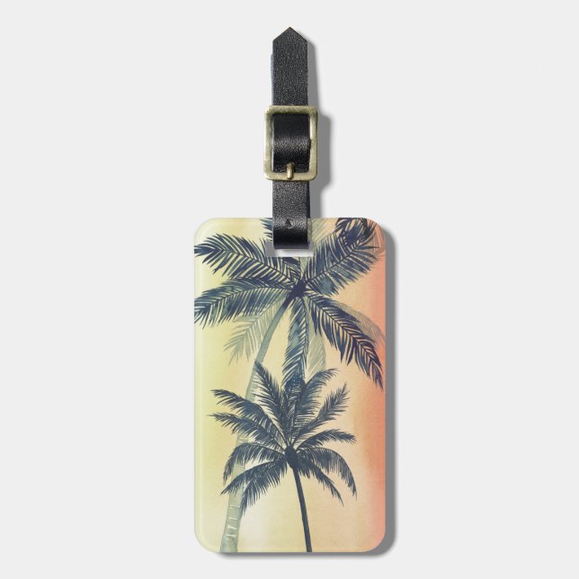 Tropical Palm Leaves Luggage Tag (Front Vertical)