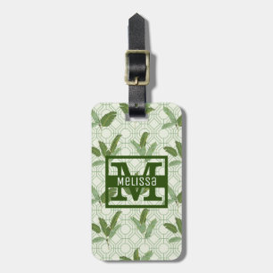 Tropical Palm Leaves   Monogram Luggage Tag