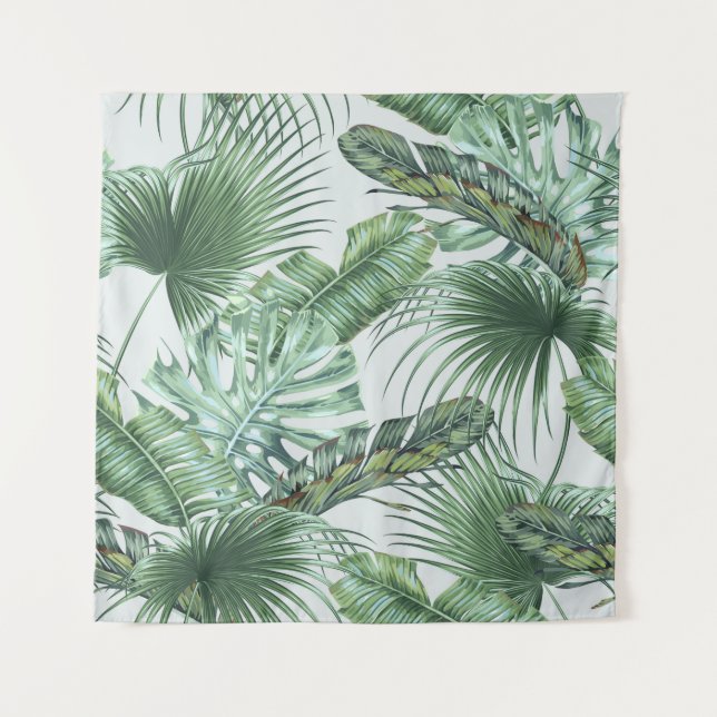 Tropical palm leaves, monstera, banana leaf, jungl tapestry (Front)