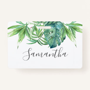 Tropical Palm Leaves Name Tags Badge