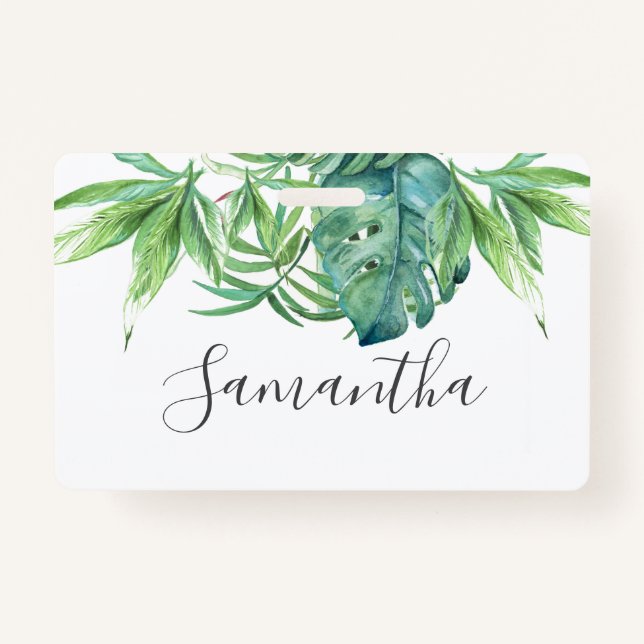 Tropical Palm Leaves Name Tags Badge (Front)