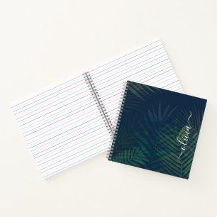 Tropical Palm Leaves Notebook – Dark Green Jungle 