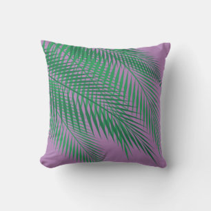 Tropical Palm Leaves on Purple - Outdoor Throw Pillow