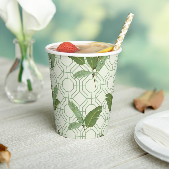Tropical Palm Leaves Paper Cups (Insitu)