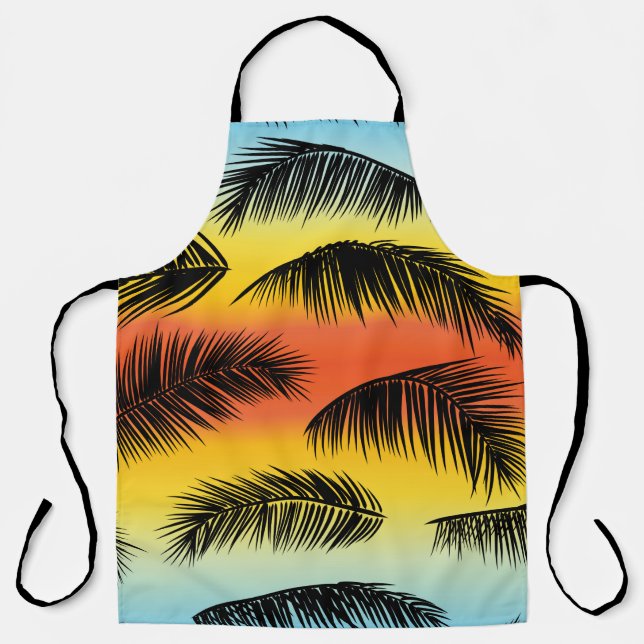 Tropical palm leaves pattern apron (Front)