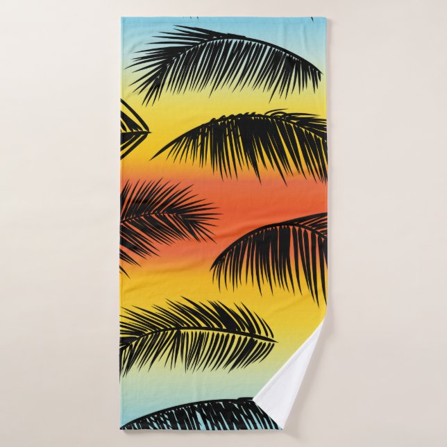 Tropical palm leaves pattern bath towel (Bath Towel)