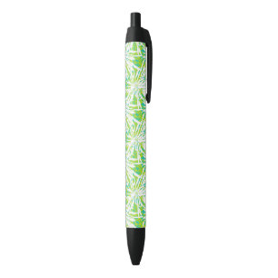Tropical Palm Leaves Pattern Black Ink Pen