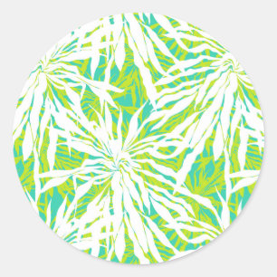 Tropical Palm Leaves Pattern Classic Round Sticker