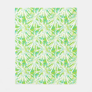 Tropical Palm Leaves Pattern Fleece Blanket