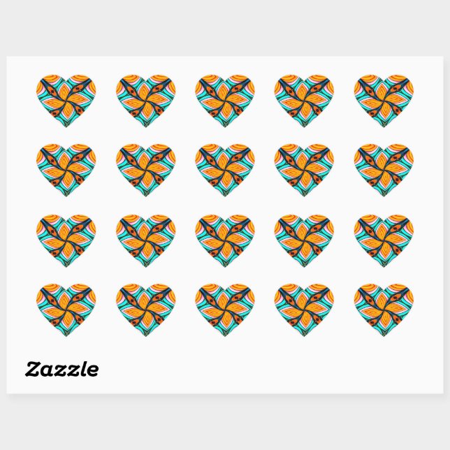 Tropical Palm Leaves Pattern Heart Sticker (Sheet)