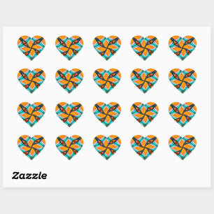 Tropical Palm Leaves Pattern Heart Sticker