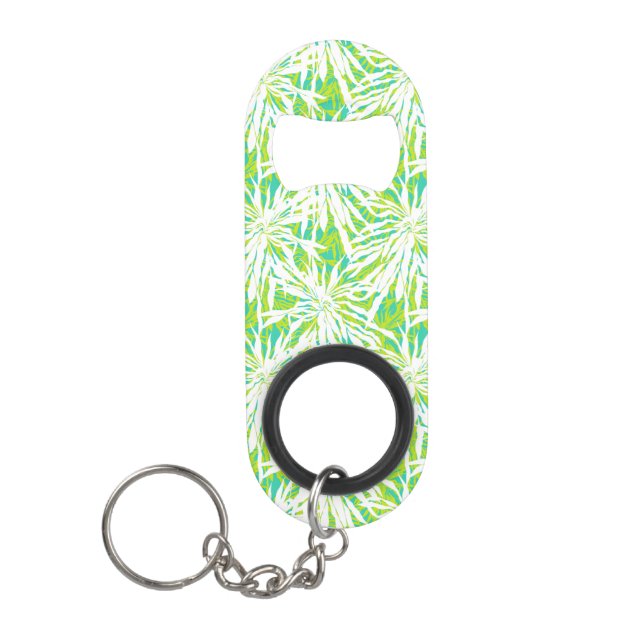 Tropical Palm Leaves Pattern Keychain Bottle Opener (Front)