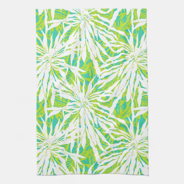 Tropical Palm Leaves Pattern Kitchen Towel (Vertical)