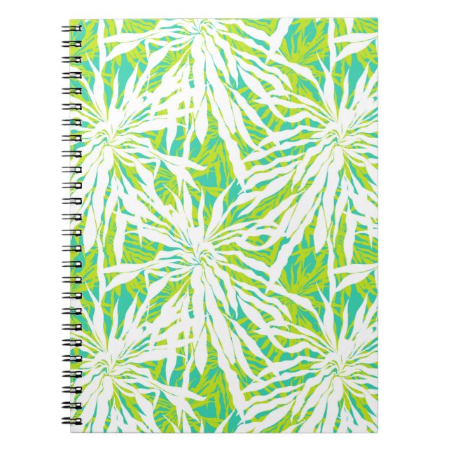 Tropical Palm Leaves Pattern Notebook (Front)