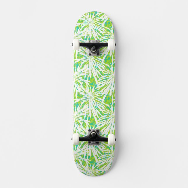 Tropical Palm Leaves Pattern Skateboard (Front)