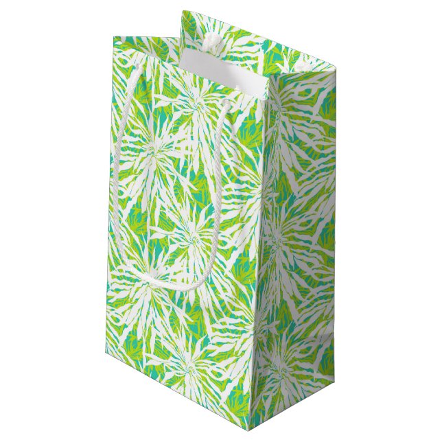 Tropical Palm Leaves Pattern Small Gift Bag (Back Angled)