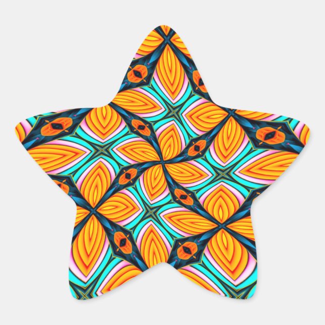 Tropical Palm Leaves Pattern Star Sticker (Front)