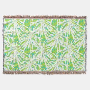 Tropical Palm Leaves Pattern Throw Blanket