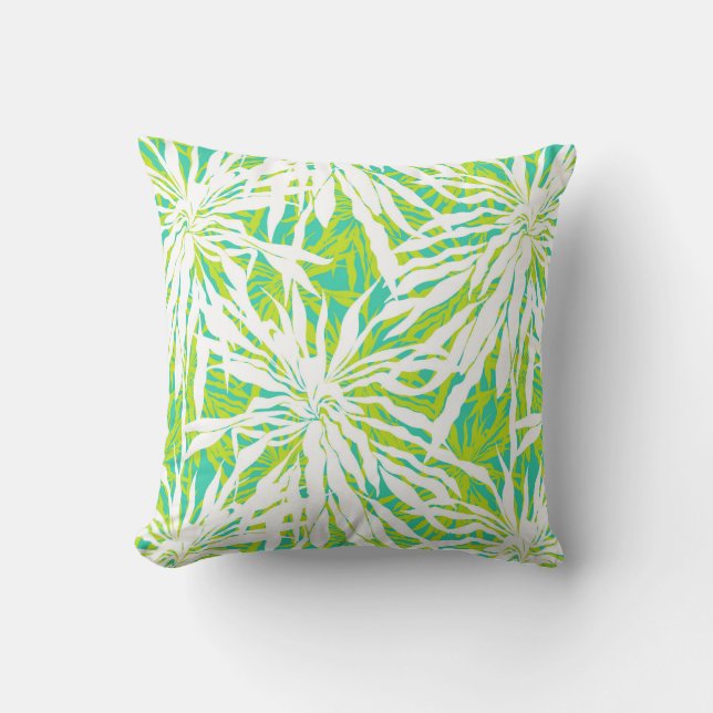 Tropical Palm Leaves Pattern Throw Pillow (Front)