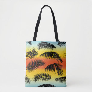 Tropical palm leaves pattern tote bag