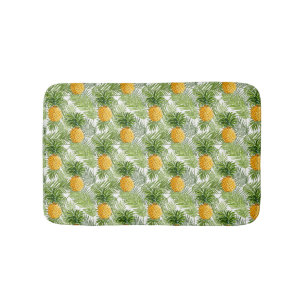 Tropical Palm Leaves & Pineapples Bath Mat