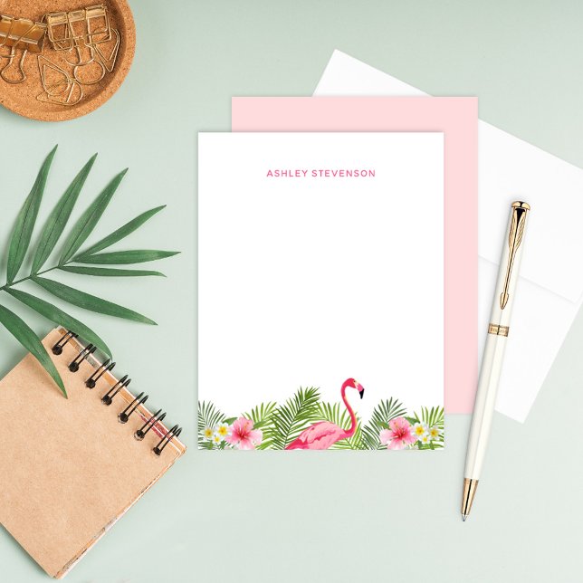 Tropical Palm Leaves Pink Flamingo Custom Name Card (Creator Uploaded)