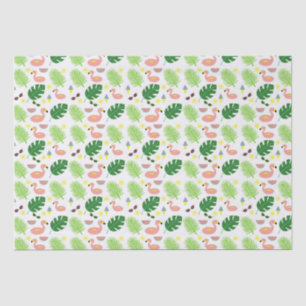 Tropical Palm Leaves Pink Flamingos Pattern Tissue Paper