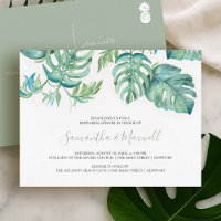 Tropical Palm Leaves Rehearsal Dinner Invitation