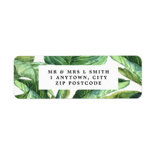 tropical palm leaves return address label