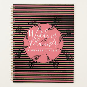 Tropical Palm Leaves Ring Foil Stripes Wedding Planner