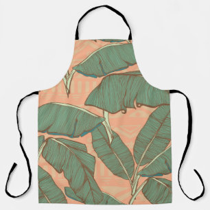 Tropical palm leaves seamless background apron