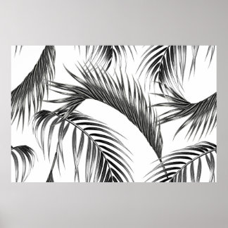 Tropical palm leaves seamless floral jungle patter poster