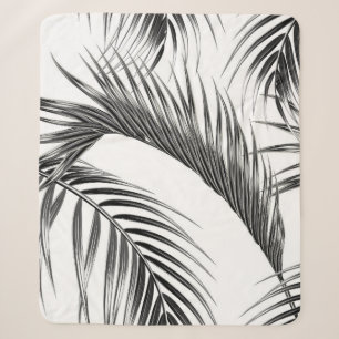 Tropical palm leaves seamless floral jungle patter sherpa blanket