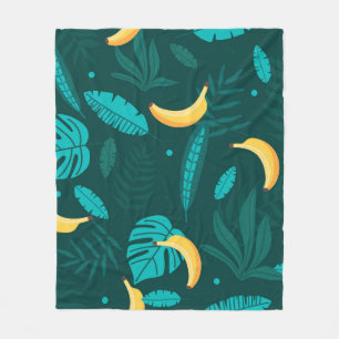 Tropical palm leaves Seamless pattern. Banana leav Fleece Blanket