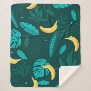 Tropical palm leaves Seamless pattern. Banana leav Sherpa Blanket