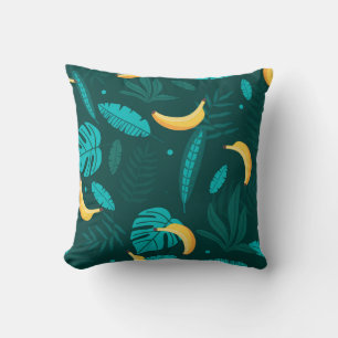 Tropical palm leaves Seamless pattern. Banana leav Throw Pillow