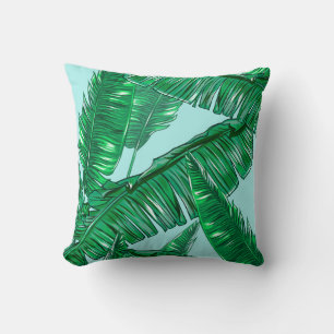 Tropical palm leaves seamless vintage floral patte throw pillow